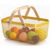 Rectangle Metal Mesh Fruit Shopping Wooden Handle Storage Basket- Multi-colour