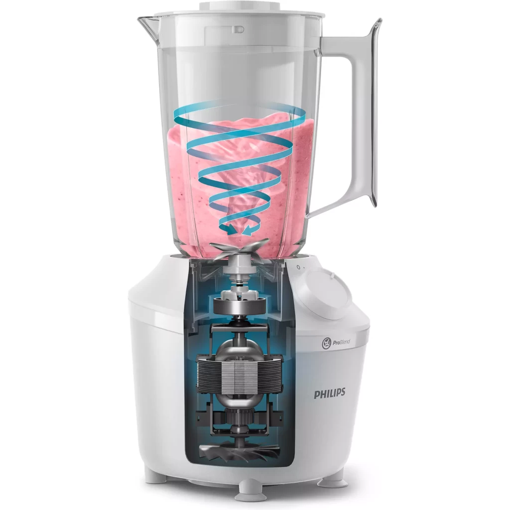 Philips Blender 3000 Series, ProBlend System, 1.9L Maximum Capacity, 1L Effective Capacity, 450W, 1 Speed Setting + Pulse, Plastic Jar, White, (HR2041)