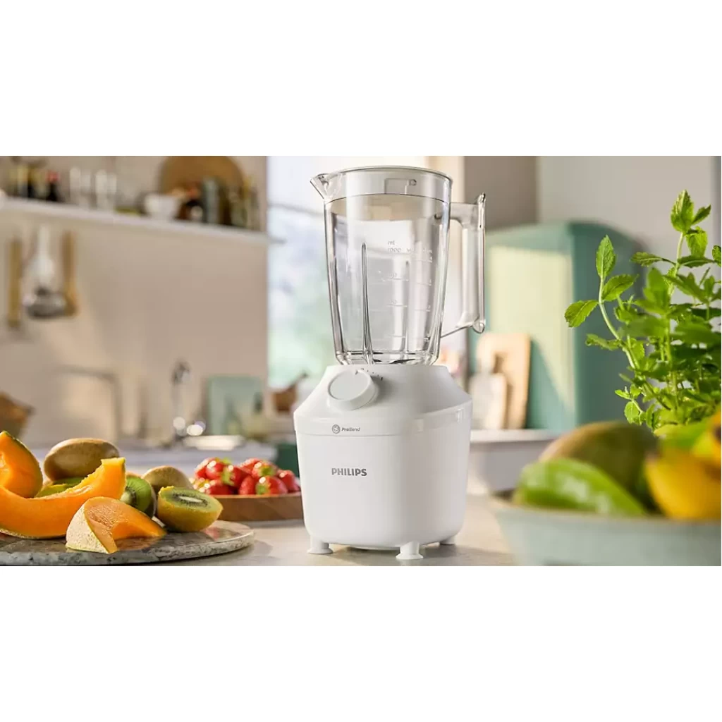 Philips Blender 3000 Series, ProBlend System, 1.9L Maximum Capacity, 1L Effective Capacity, 450W, 1 Speed Setting + Pulse, Plastic Jar, White, (HR2041)