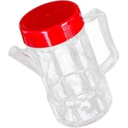 450ml Acrylic Oil Dispenser Honey Pot Vinegar Sauce Bottle For Barbecue- Red.