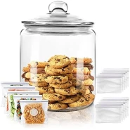 12L Airtight Glass Sweet Cookie Candy Jar Cereal Food Storage Container- Clear.