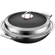 34Cm Non-stick induction Wok Cookware Saucepan Pot- Silver.