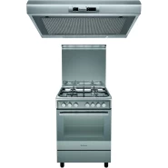 Ariston A6TMH2AF (X) EX - SS,60 x 60 4 Gas, Electric Oven / Grill + Fan, Automatic Ignition & Auto Safety - Silver - Poland And Ariston 60cm Slim Cooker Hood