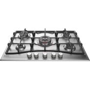 Ariston 75cm 5-Gas Burners Built-in Gas Hob PCN 751 T/IX/A; Auto Ignition, Safety Device For Flame Failure Protection, Cast Iron Pan Supports - Stainless Steel