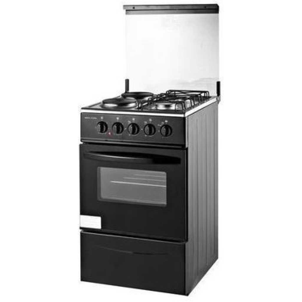 SPARK 50*50 2 Gas Burners +2 Electric Hot Plate P5022E-B, Electric Oven, Auto Ignition - Black