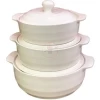 3 Piece Self Design Soup Food Serving Dishes Bowls Casserole Pots- White