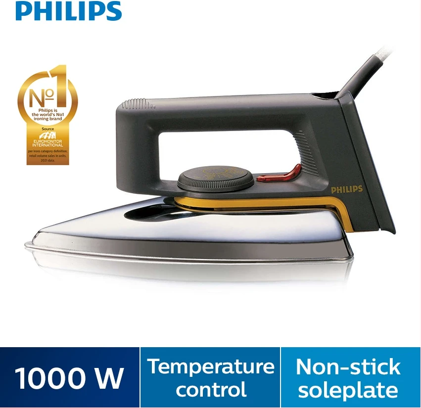 Philips Original Iconic Classic Dry Flat iron Linished Soleplate HD1172 1000 Watts Grey Silver TilyExpress Uganda