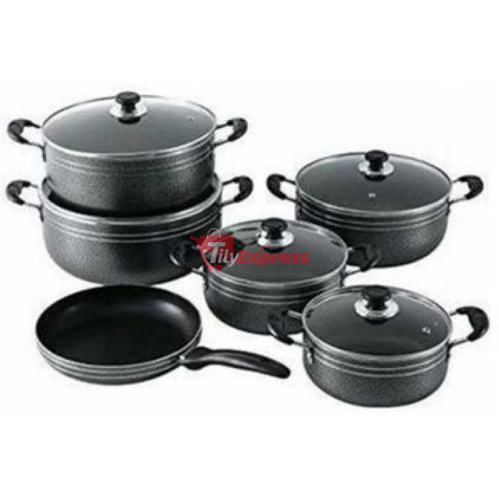 Tornado Set Of 6 Aluminum Non-Stick cooking pots - Black