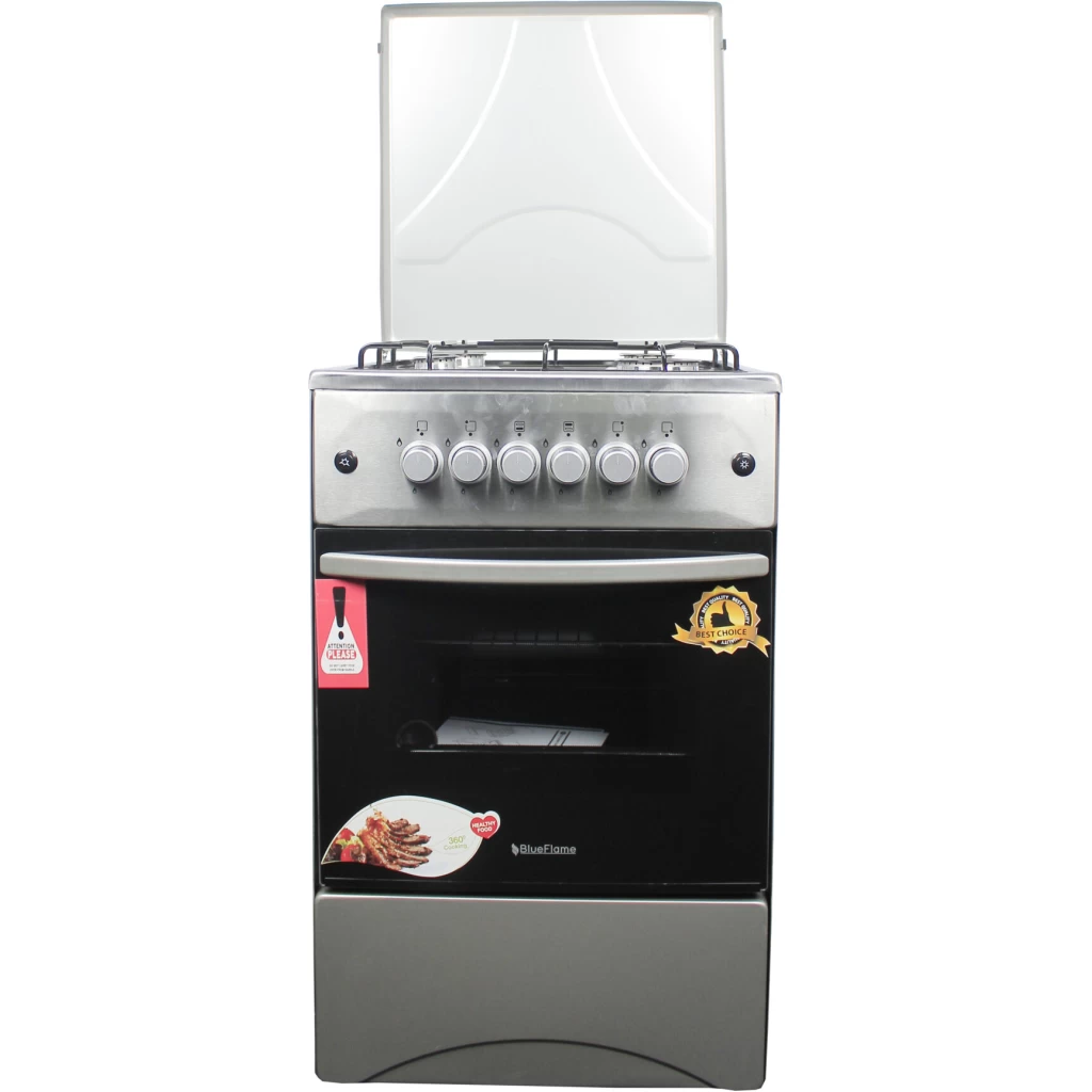 Blueflame Full Gas Cooker 60 By 60 Cm S6040GRFP With Gas Oven & Grill,  Turbo Fan, Automatic Ignition, Rotisserie, Glass Cover, Oven Lamp - Inox -  TilyExpress Uganda