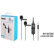 Boya BY-M1DM Plastic Microphone Dual Omni Directional Lavalier Mic With Two Small Clip And Two Foam Windscreen For Smart Phone - Black