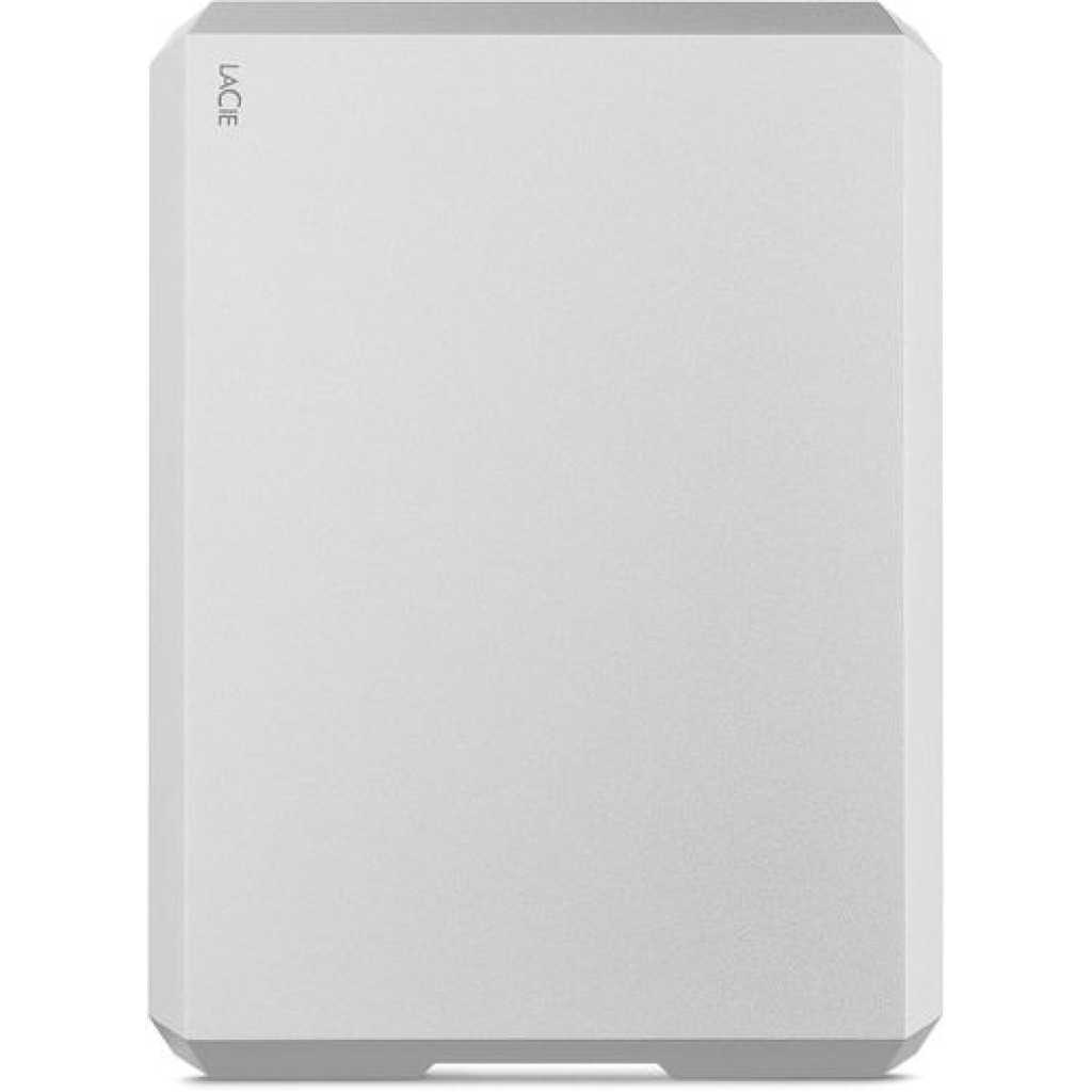 Lacie Mobile Drive, 4TB, External Hard Drive, Moon Silver, USB-C, 2 year Rescue Services (STHG4000400)- Silver