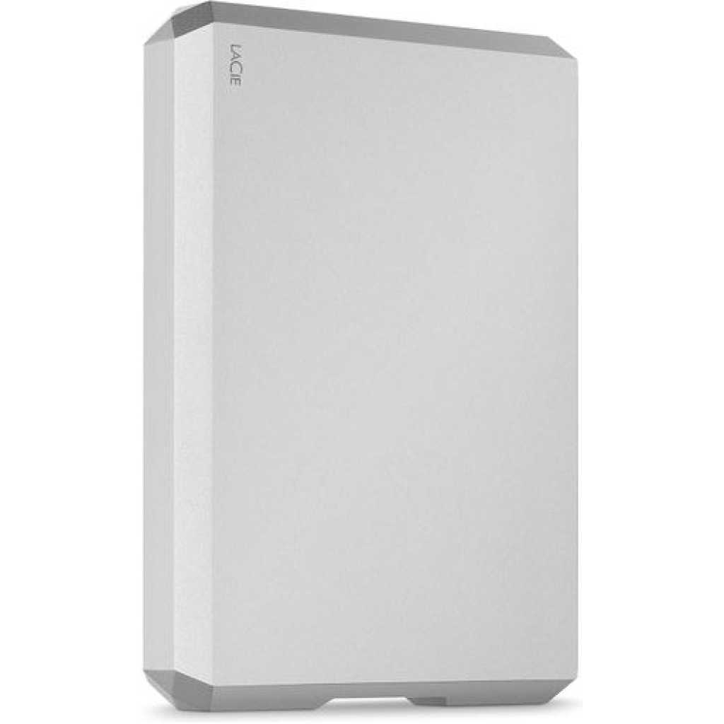 Lacie Mobile Drive, 5TB, External Hard Drive, Moon Silver, USB-C, 2 year Rescue Services (STHG5000400)- Silver