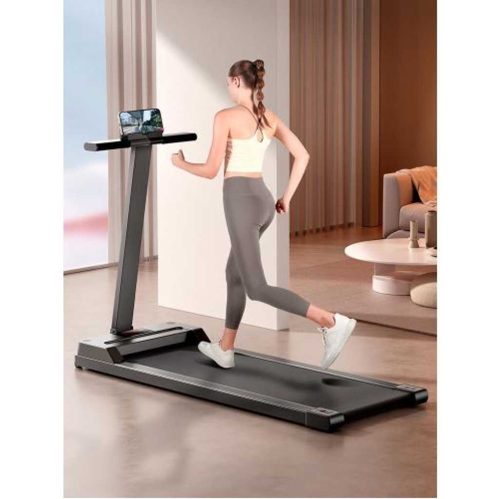 Under Desk Treadmill, Portable Treadmill, Folding Walking Running Pad w/Remote Control APP Controlled Bluetooth Speaker LED Display Jogging Walking for Home Office Installation-Free, Max load 243LBS -Silver