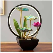 Flower Tabletop Water Fountain Waterfall Fountain 3-Tier Lotus Desktop Fountain Meditation Relaxation Home Decor Including Lots Of Rocks, Ring Lights And Soothing Sound Machine For Living Room, Bedroom, Dining Room, Office, Home Decor, Wedding Gift