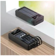 Universal 30000mAh Fast Solar Power Bank Built In Dual Cable Portable Charger External Battery Pack For All Cell Phone Smart Tablet Waterproof Solar Panel Energy Powerbank Portable Flashlight And 4 USB Cables Charger Camping External Backup Battery Pack